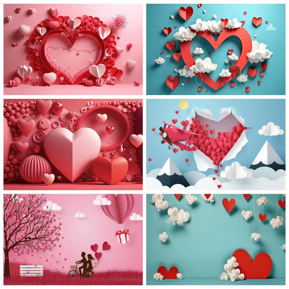 

Sweet February 14 Valentine's Day Backdrop for Photography Red Love Heart Couple Wedding Party Photocall Background Photo Studio