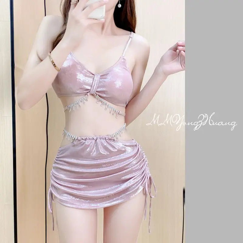 

Bikini Bikini Split Three-Piece Sexy Internet Celebrity Swimsuit Female Mermaid Rhinestone Swimsuit