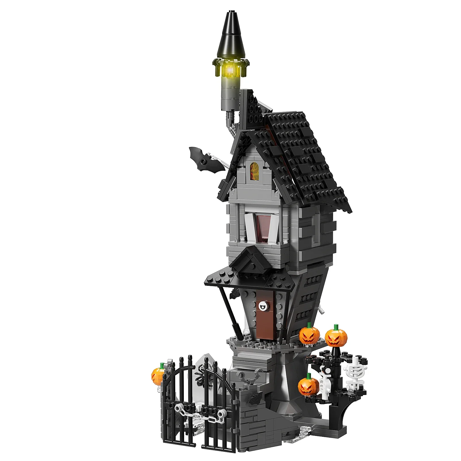 Nouvelle maison-nightmareal avant blocs de construction ensemble fantôme squelette cabane briques à 