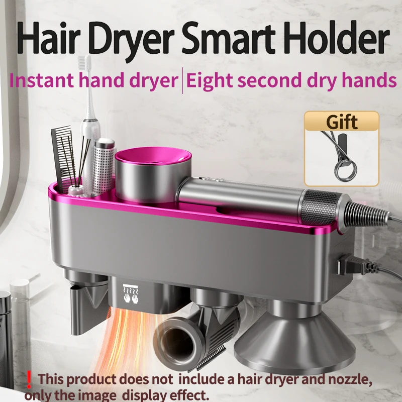 Hair Dryer Holder, Blow Dryer Hanger Wall Mount Compatible for Dyson Supersonic and XIAOMI, H501, Automalic Hand Drying