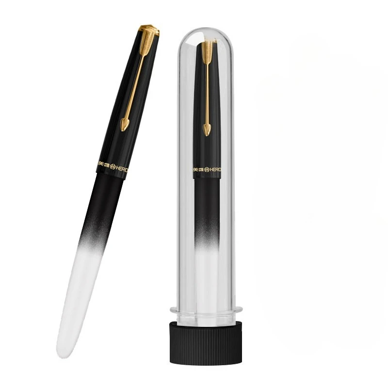 HERO Fountain Pen 2026 New Unique Stacked Long Blade 2.0mm Tip 616 Stationery Black Pen Note Taking Student Office Signature Pen