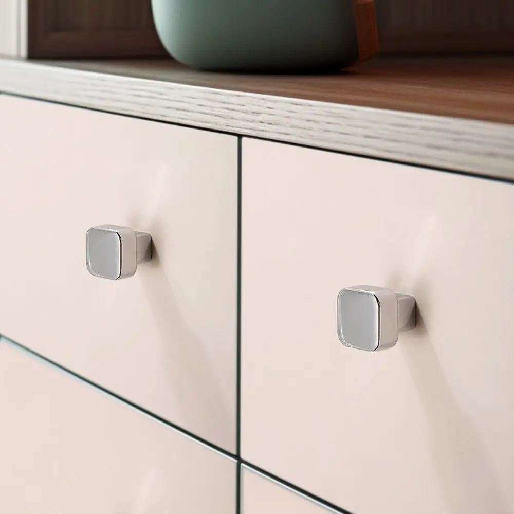 Rust Resistant Square Drawer Handles Easy-Grip Design Wear Resistant Dresser Furniture Door Knobs Single Hole Sturdy