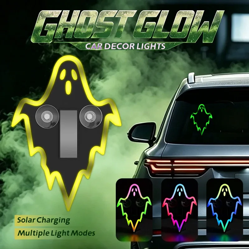 Car Devil Night Shadow Atmosphere Light Solar Charging Vibration Sensing Car Window Suction Cup Halloween LED Decorative Light
