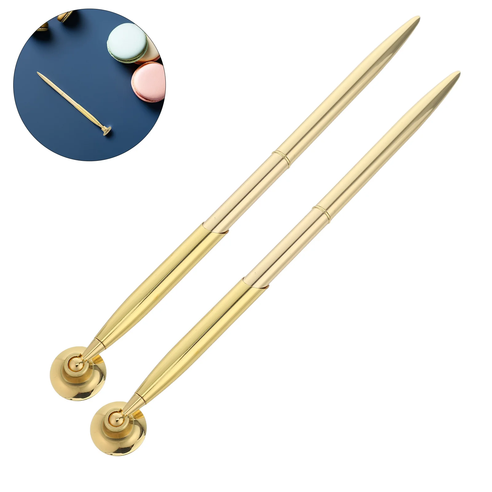 

2 set Gold Ballpoint Pen 0.5Mm Metal Desk Pen Set For Reception Wedding Guest Book Signing Business Office Autograph Stand