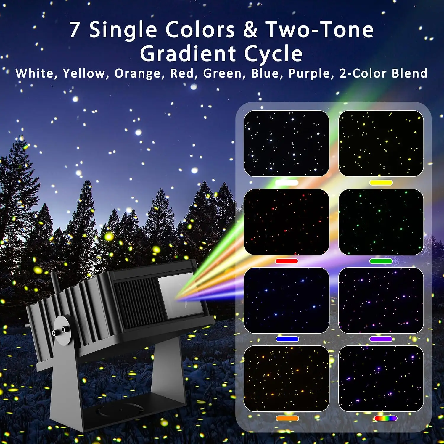 Outdoor Star Laser Projector, App & Remote Control 7 Colors Motion Smart Firefly Lights Christmas Snowflake Projector, 8 Lightin