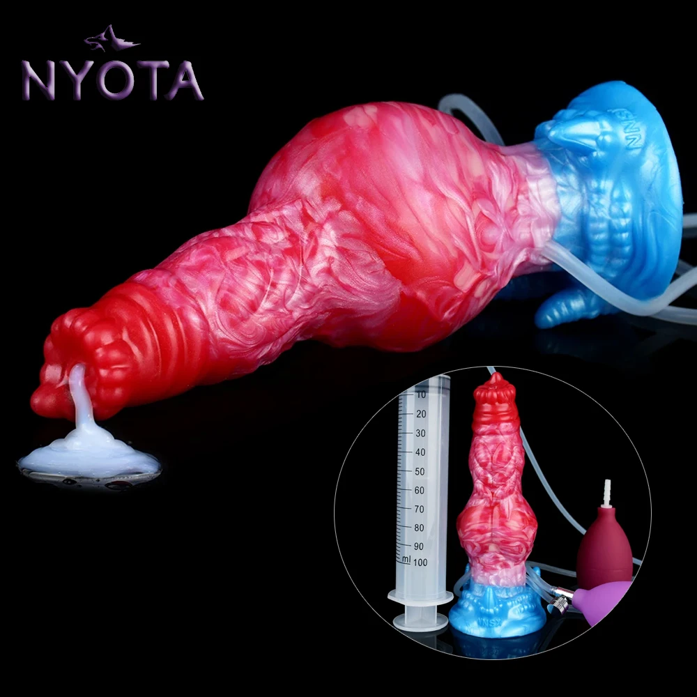 NYOTA Squirting Dog Knot Dildo Silicone Penis Inflatable Anal Plug Vaginal Stimulator Fantasy Dick Adult Sex Toys For Women Men