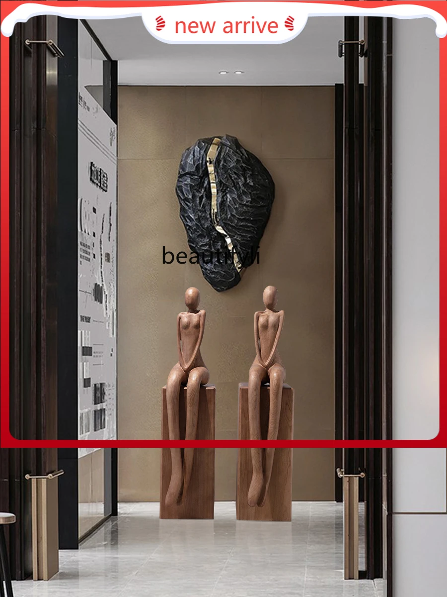 

F132 Wood Carving Figure Sculptured Ornaments Hotel Sales Office Soft Decoration Device Model Room Floor Big Decorations