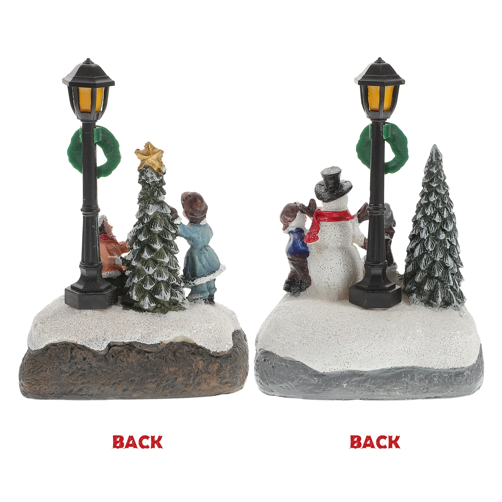 

2Pcs Resin Small Xmas Home Ornament Decorative Desktop Adornment Creative Christmas Decor Luminous Resin Craft Party