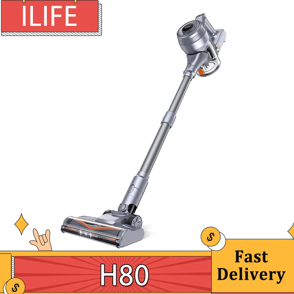 ILIFE H80 Cordless Handheld Vacuum Cleaner 20KPa Suction 35min Max Run Time with LED Lights 5-stage Filtration 0.55L Dust Cup