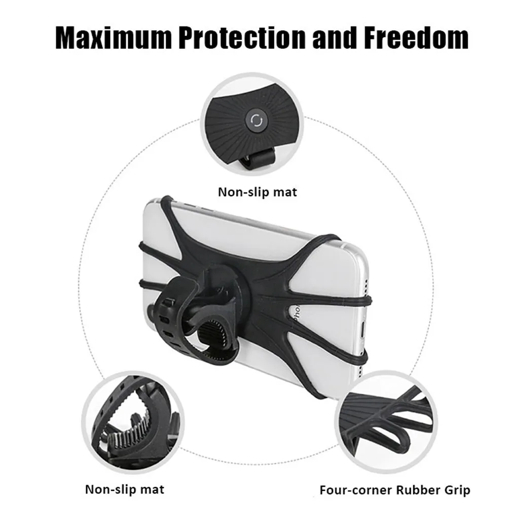 Universele Siliconen Fietshouder Verwijderbare Schokbestendige Draaibare Motorfiets Mount Stuur Telefoonhouder Fietsaccessoire