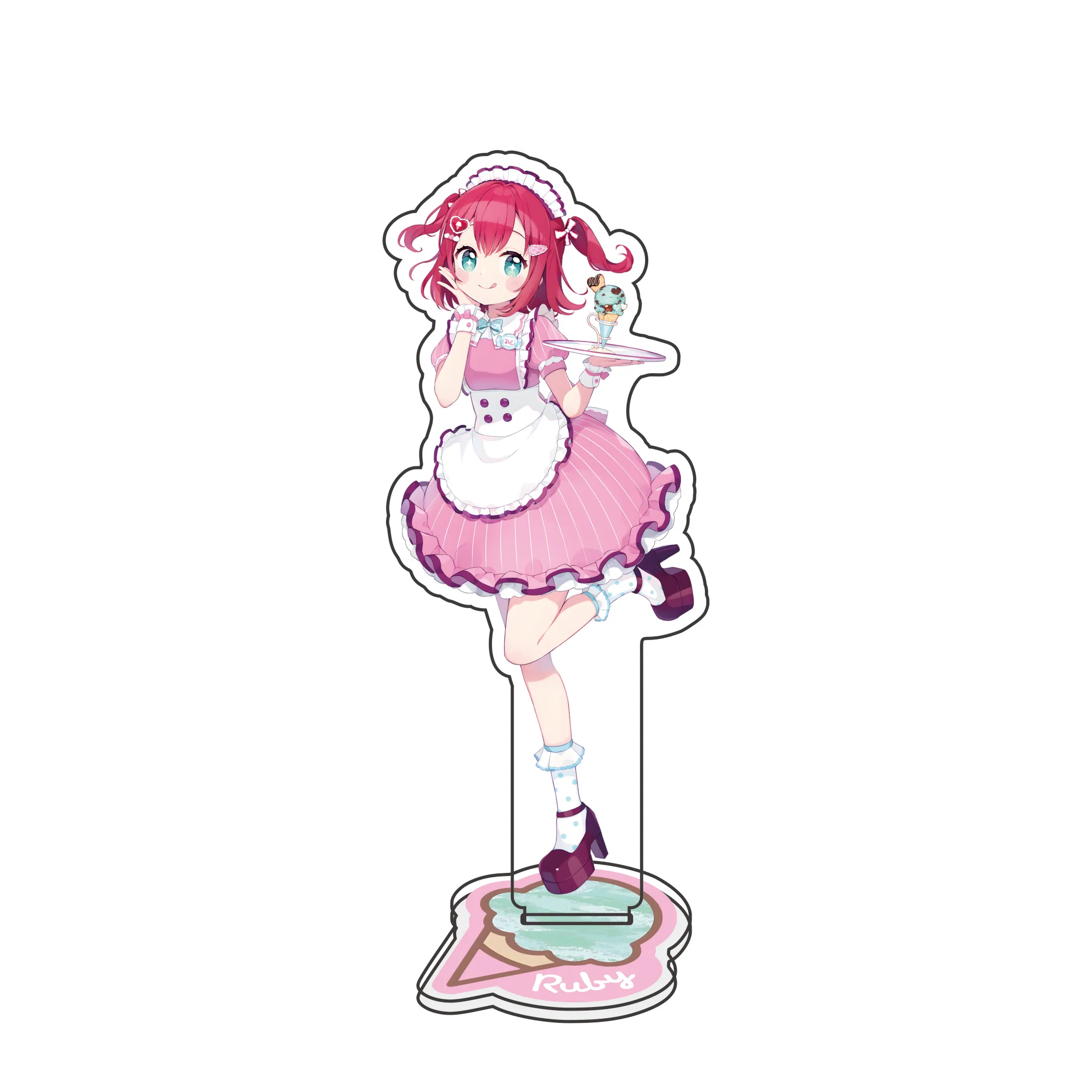 Anime LoveLive! AiScReam 15cm Acrylic Stand, Ice Cream Themed Maid Outfit Decor, Cute Kawaii Collectible key chains