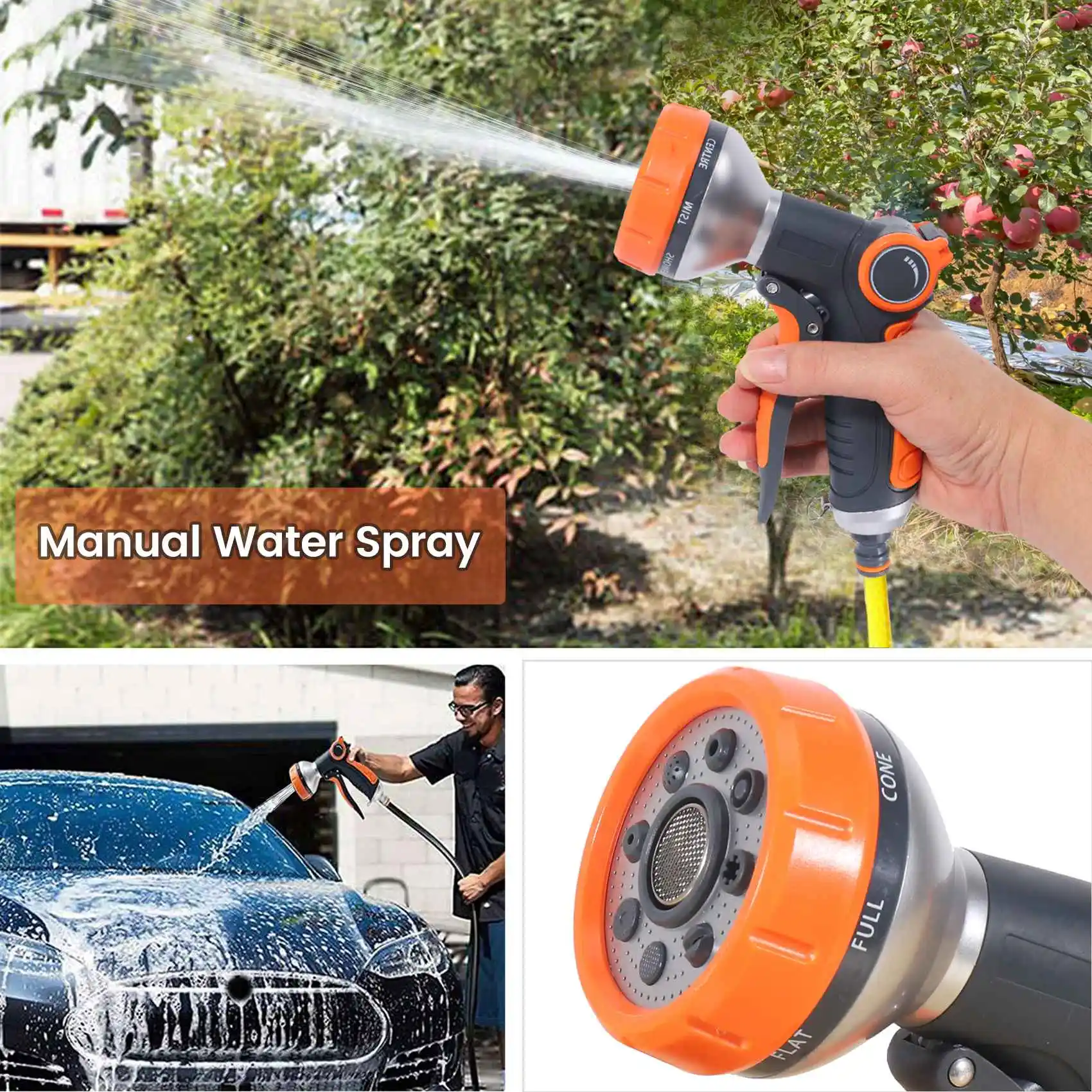 Garden Hose Nozzles Kit 8 Adjustable Patterns Hose Spray Nozzle Watering Accessories for Garden Watering Lawn Washing