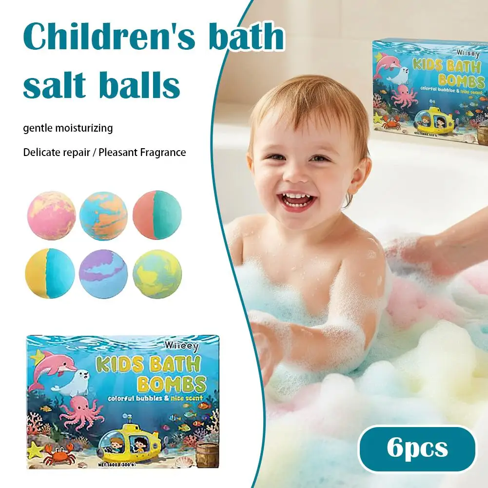 Kids Bath Bombs 6pcs Colorful Fizzing Balls, Gentle Skin HydrationNourishing Formula for Kids Toys