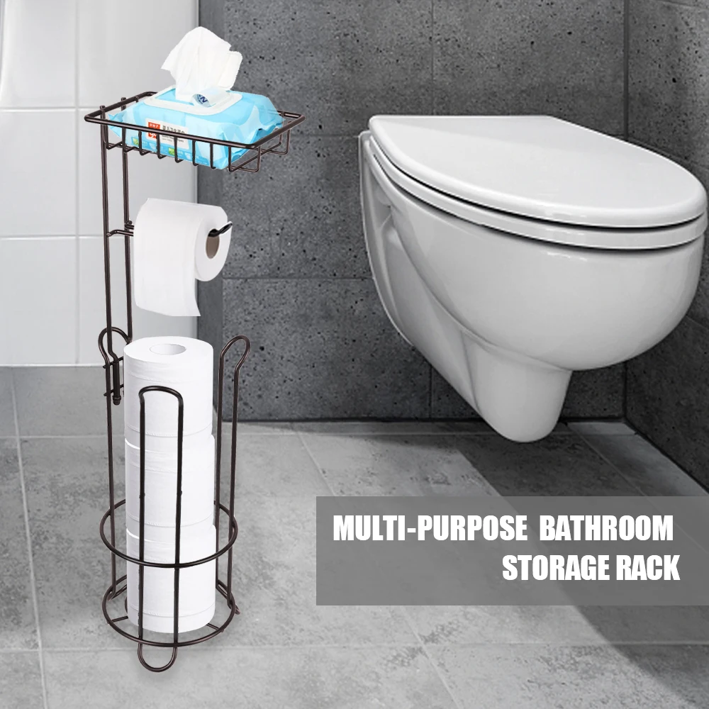 

For Phone Tissue Bathroom Paper Roll Stainless Steel Vertical Storage Basket Toilet Paper Holder Multifunctional Storage Shelf