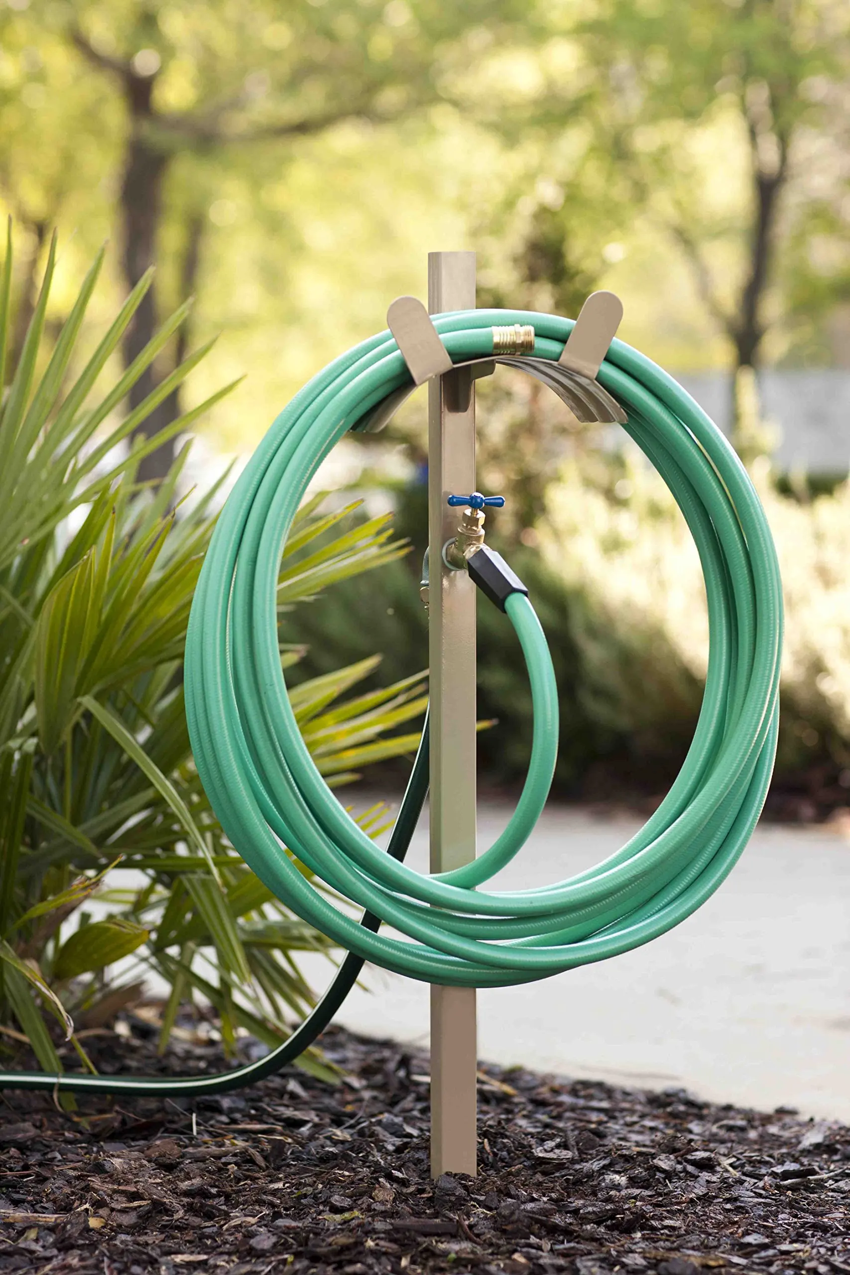 Products 693 Free Standing Garden Hose Stand With Brass Faucet, Holds 150-Feet of 5/8-Inch Hose - Tan