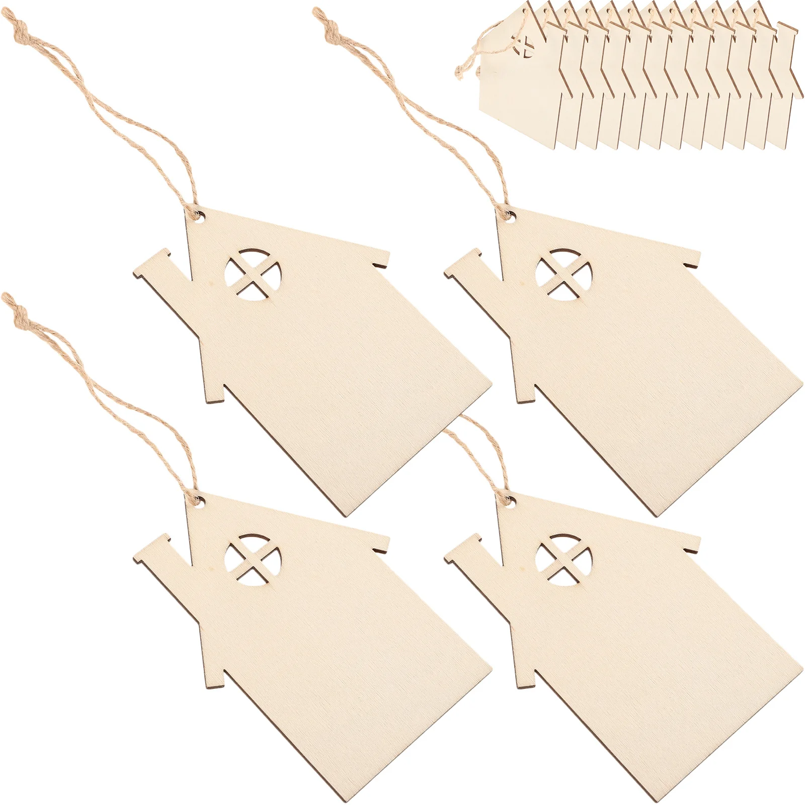 

20Pcs Wooden Christmas Hanging House Ornaments Xmas Tree Decoration Party Favor Xmas Pendant Wooden Houses for Crafts