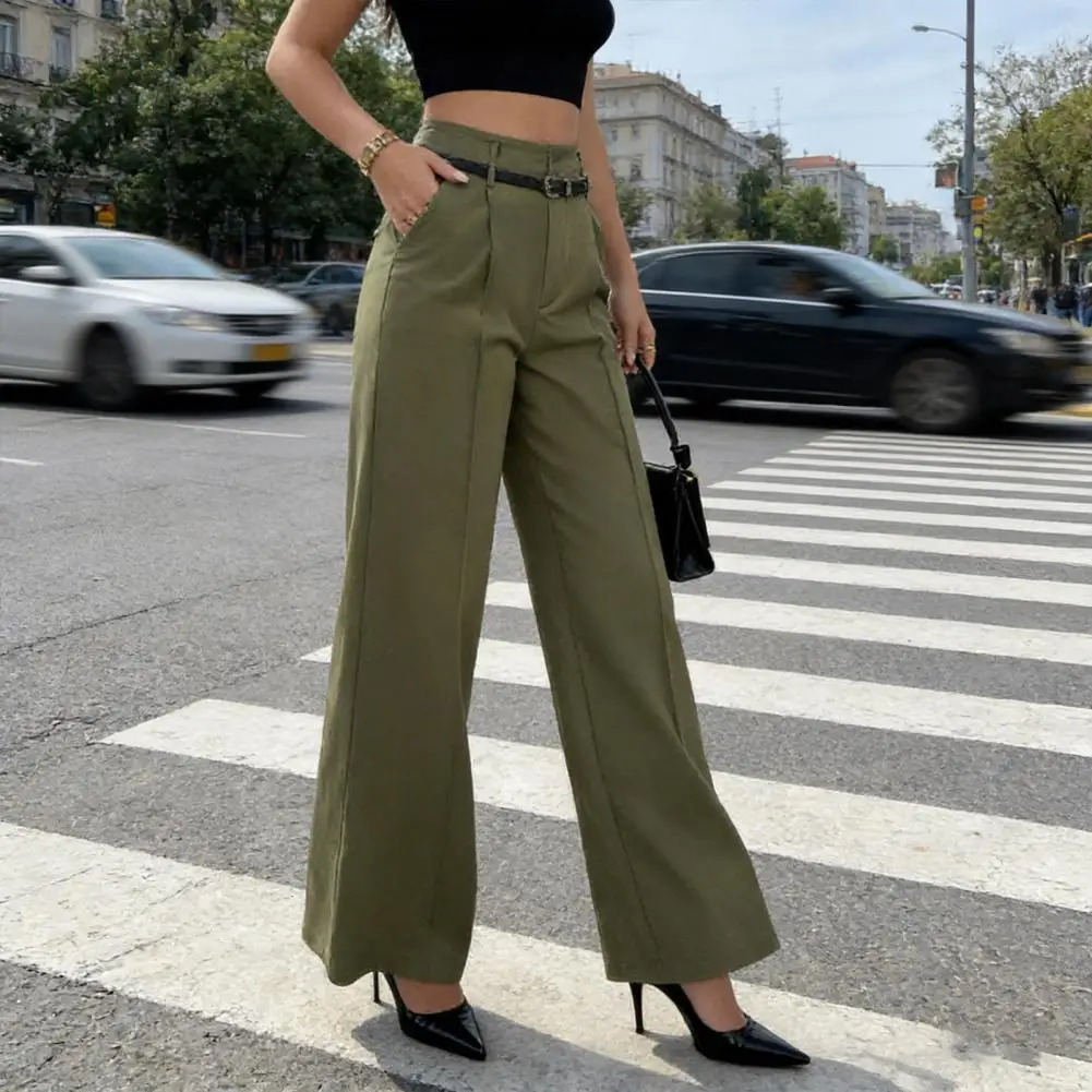 European American cross-border 2026 new women's high-waisted draped straight-cut simple suit pants for women women's ropa mujer