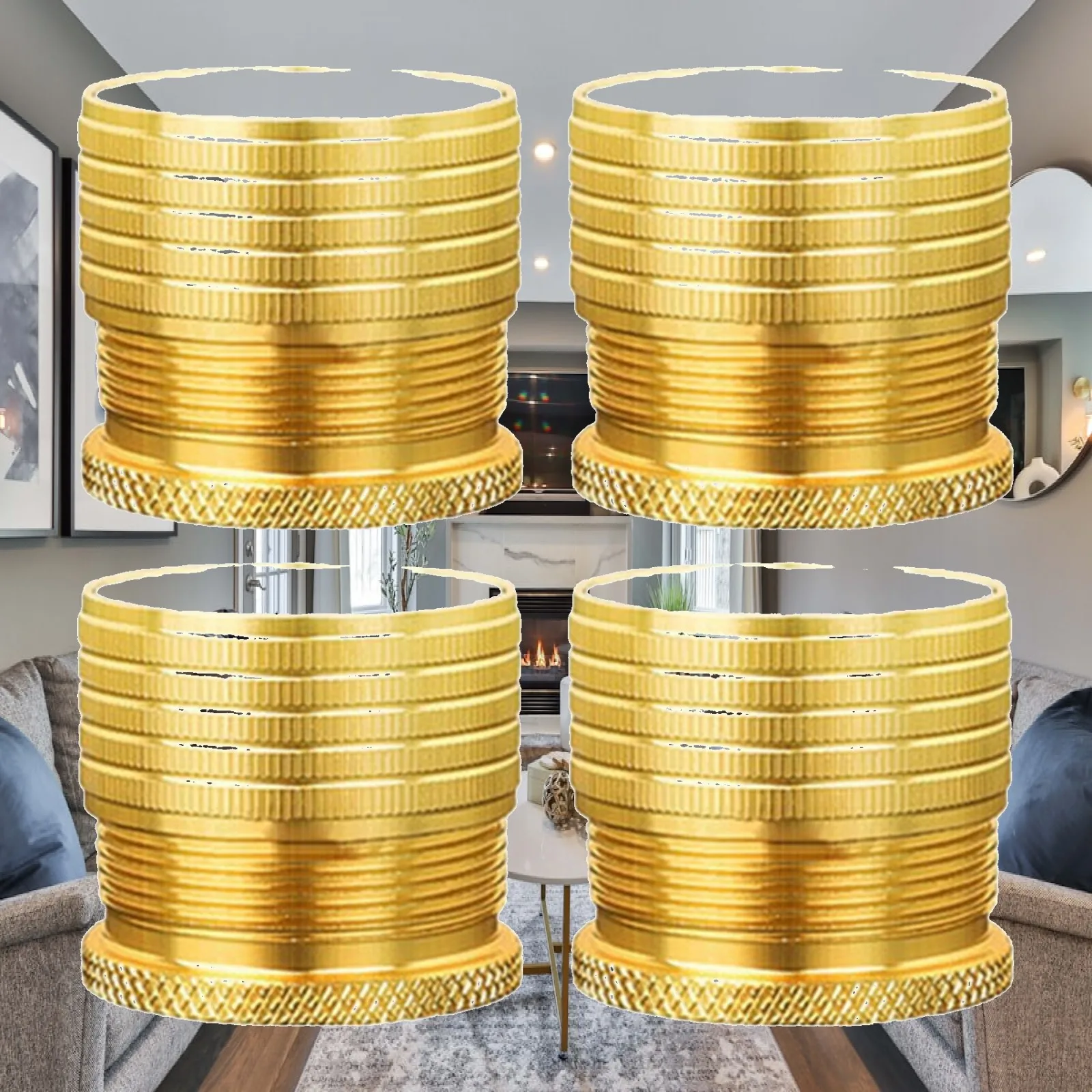 4Pcs Adjustable Furniture Risers Non Slip Table Metal for Cabinet Couch Sofa Gold