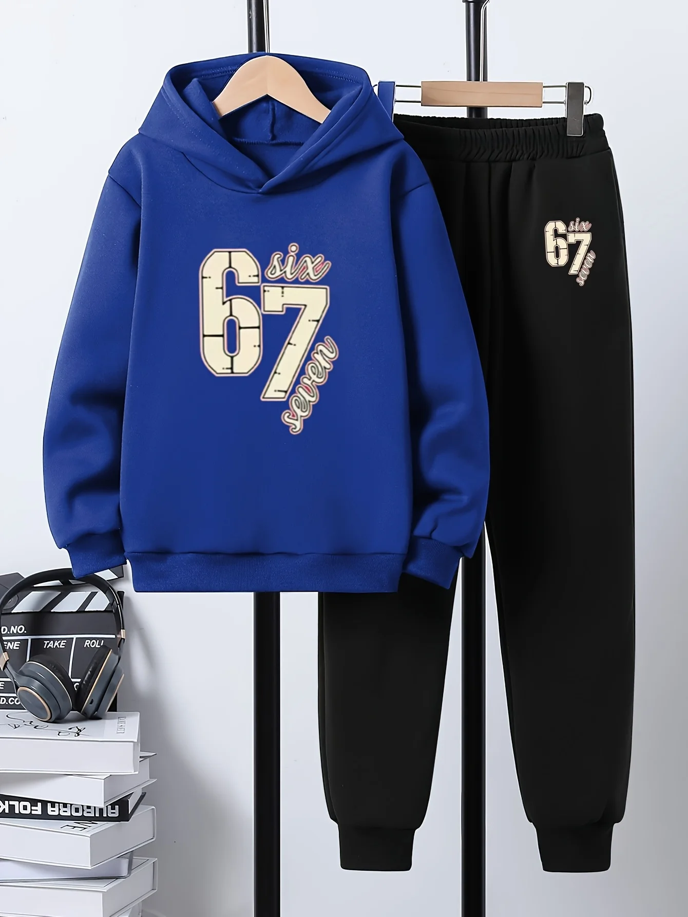 Boys' Casual Two-Piece Hoodie and Pants Set - 