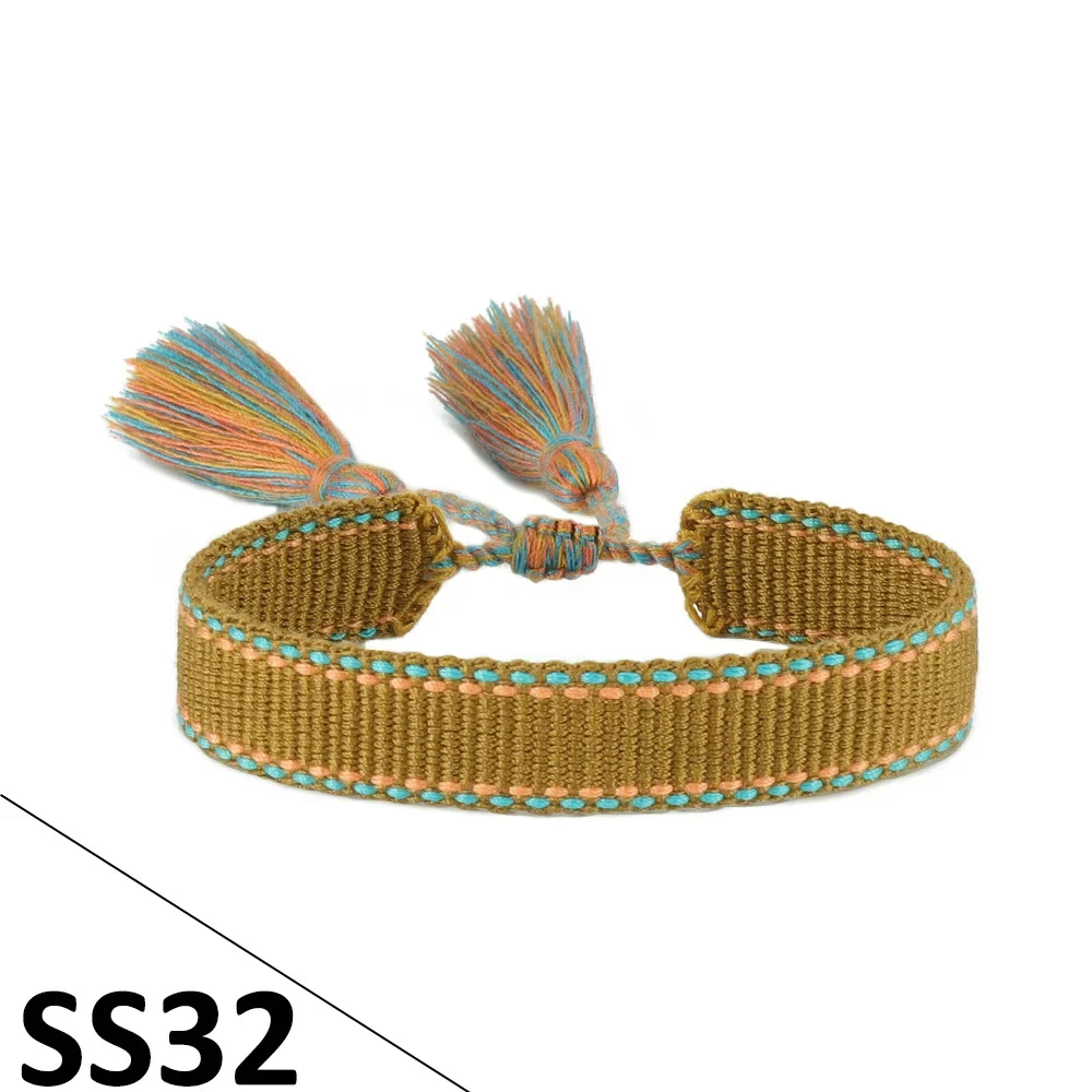 

Couple friendship braided bracelet 1.3cm wide can be customised embroidery personalised pattern logo tassel hand rope