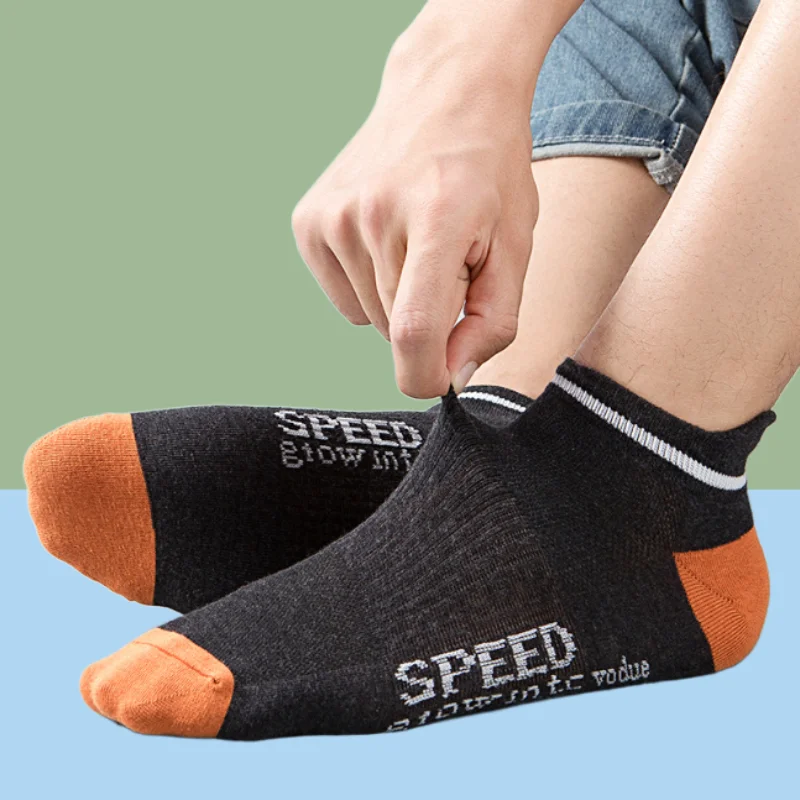 5/10 Pairs Men's Short Socks Breathable Cotton Low Cut Ankle Socks Summer Thin Socks Sweat Deodorant Sports 2024 New Boat Socks