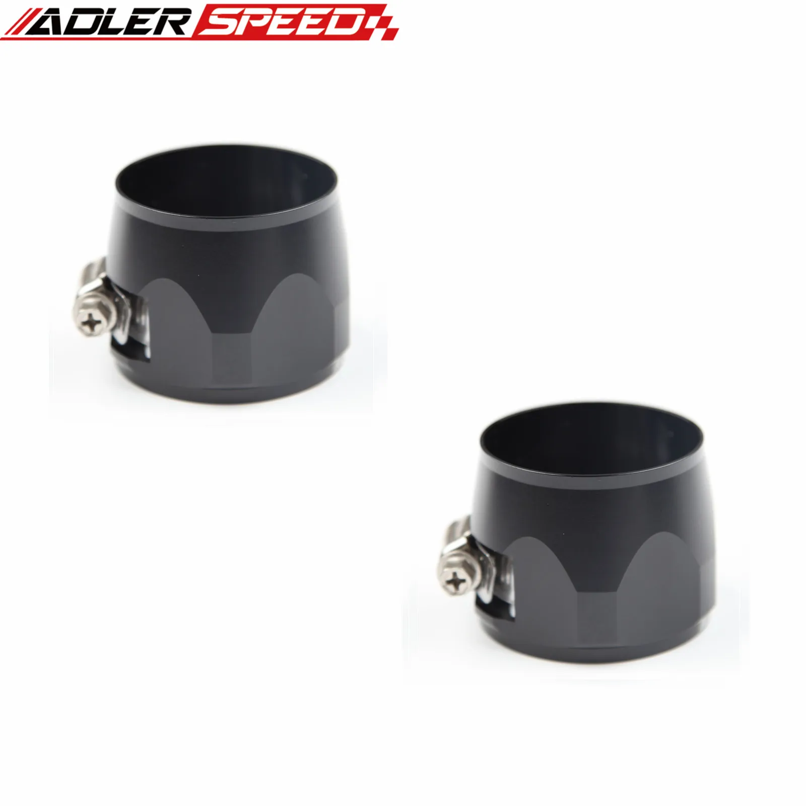 2PCS AN-28 AN28 ID1: 40mm  ID2: 49mm Fuel Oil Hose Clamp Adapter Aluminum HEX Finisher Black