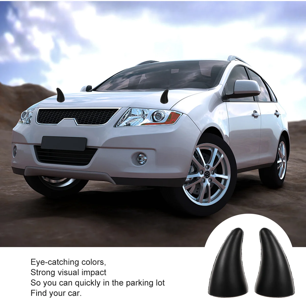 

1 Pair 3D Devil Horns Stickers For Car Bumper Roof Decor Auto 3D Sticker Durable Plastic Strong Visual Impact Easy Remove No
