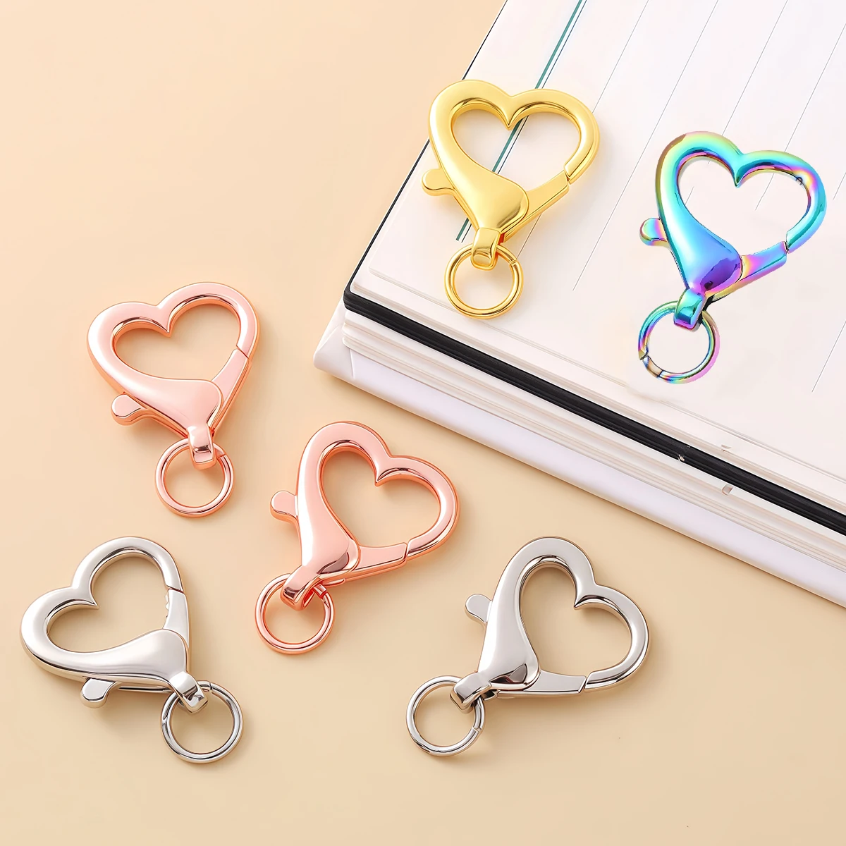 3-5 шт., металлическая застежка-лобстер с сердечком, пружинная застежка-пряжка для брелка, кулон, ожерелье, аксессуары для изготовления ювелирных изделий своими руками