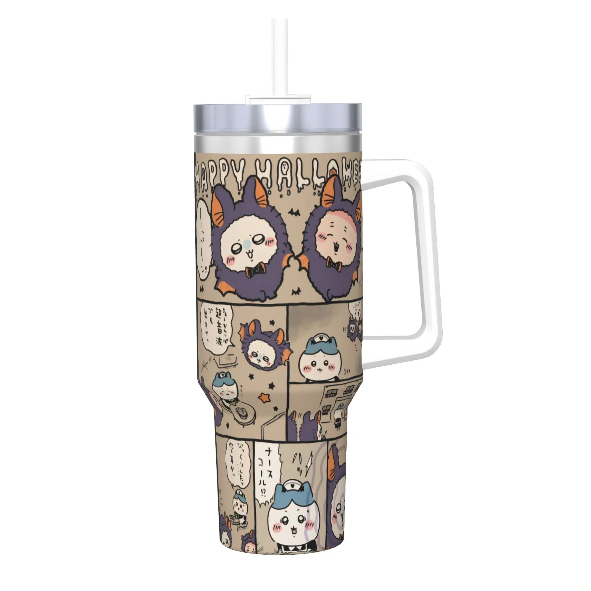 Stainless Steel Tumbler Chiikawas Halloween Kawaii Spooky Costume Thermal Mug Portable Hot Drinks Mugs Cup Beach Water Bottle