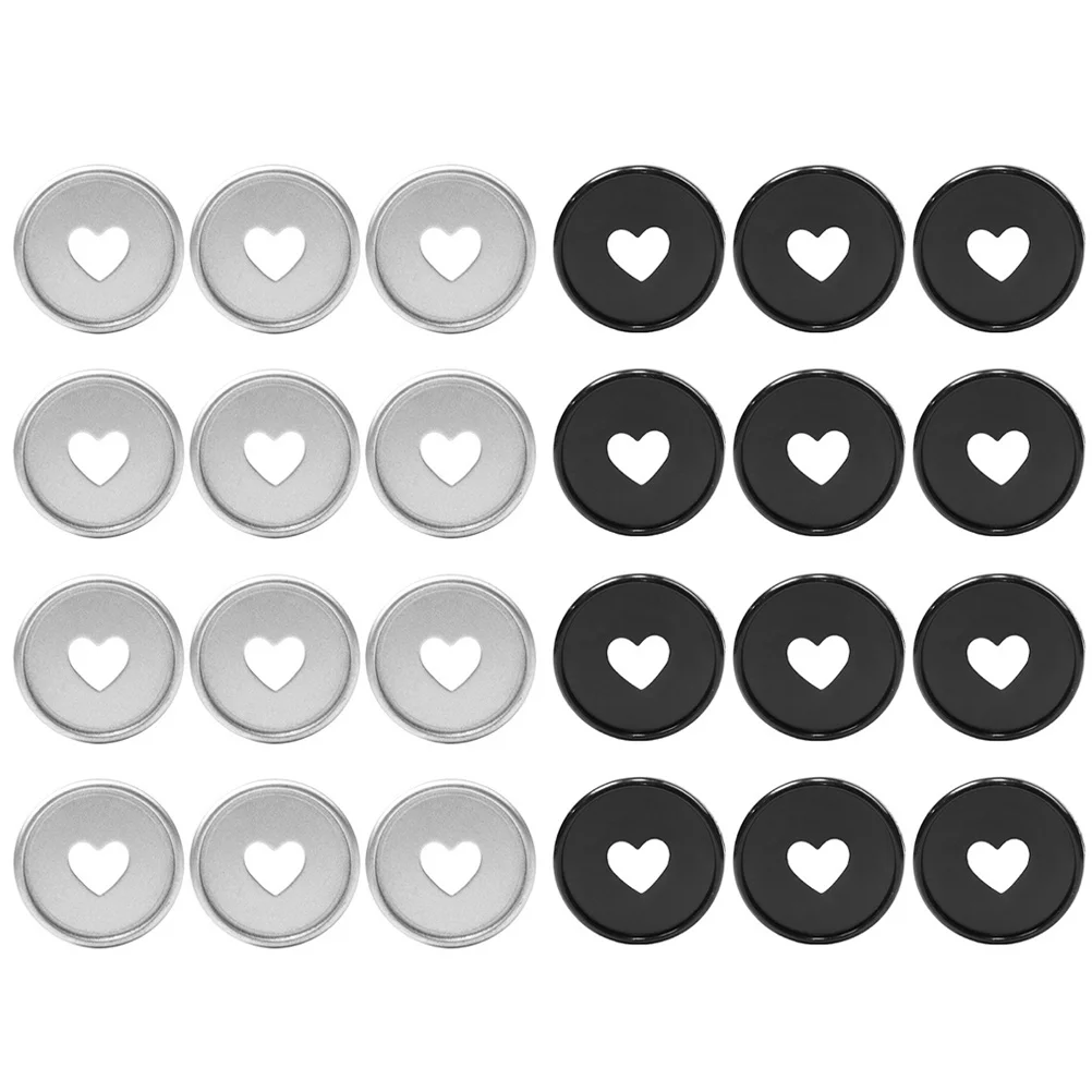 

24pcs Coil Buckle Heart Shape Book Binding Discs Notebook Planner Accessories Golden Black Smooth Surface Round Corners