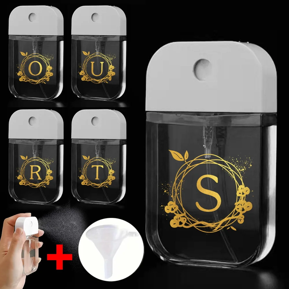 Card Perfume Bottle Refillable Liquid Distribution Bottle Portable Alcohol Disinfectant With Funnel Pocket Wreath Letter Pattern