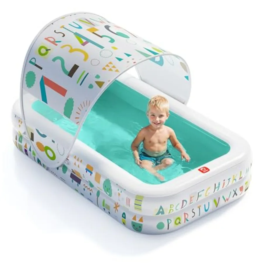 

Kiddie Pool 65 x 39 Inflatable Pool for Backyard Indoor Use, PVC Green Pool with Soft Cushioned Floor, UV-Protective Canopy, Du