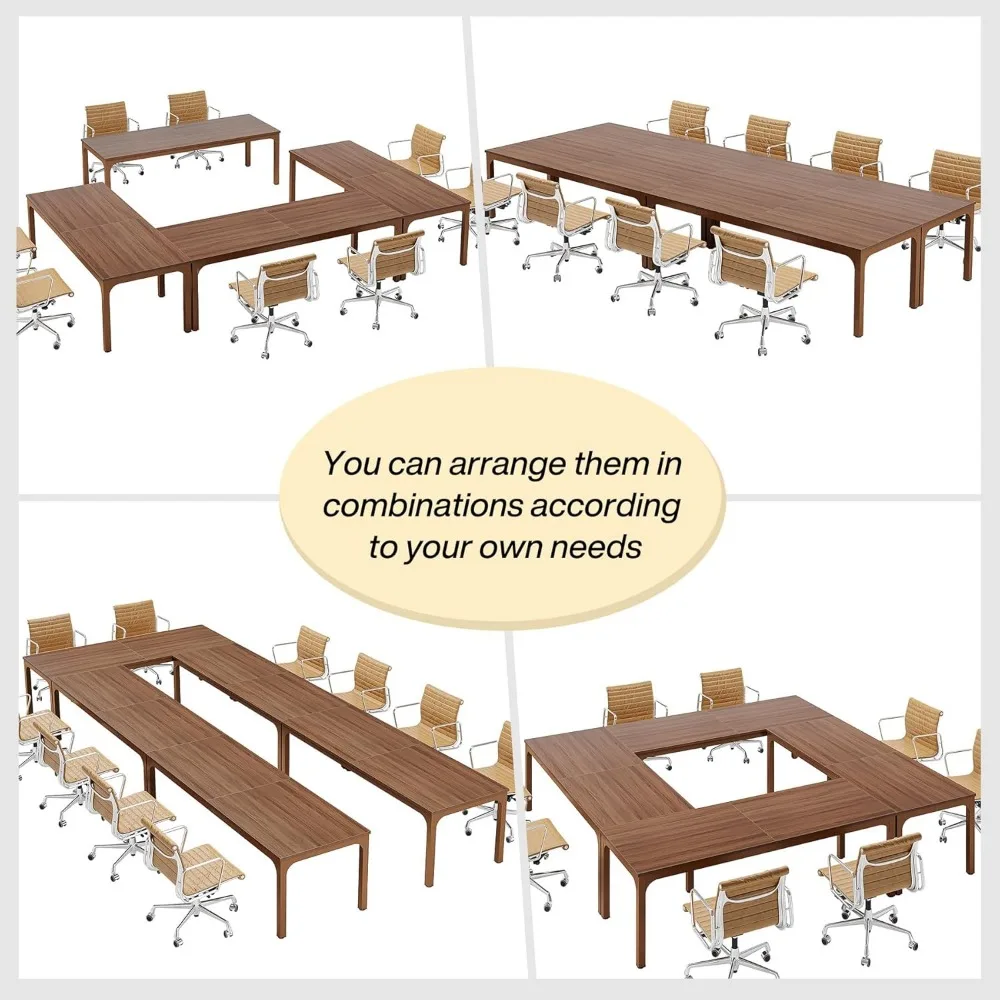 Conference Table, with Foot Pads Protect Floors Large Rectangle Meeting SeminarTable for10-12 Person,Only Table