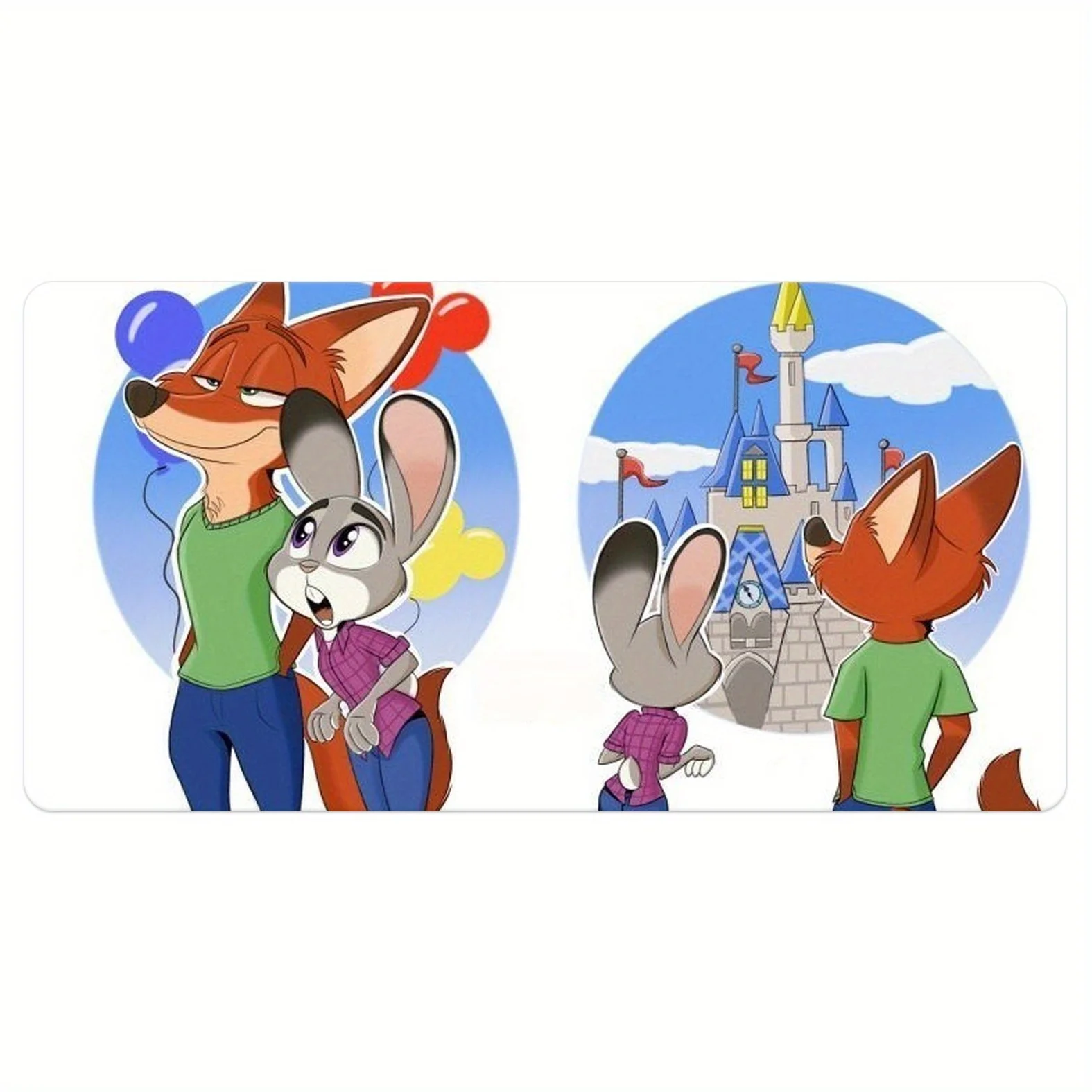 Podkładka pod mysz Disney Zootopia Judy Hopps i Nick Wilde - wysokiej jakości, antypoślizgowa gumowa podstawa, żywotne grafiki, mata na biurko do biura i gier.