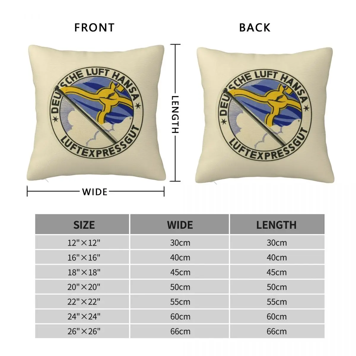 Deutsche Lufthansa Vintage Square Pillowcase Cushion Cover Pillow Case Throw Pillow Cover for Home Bedroom Car
