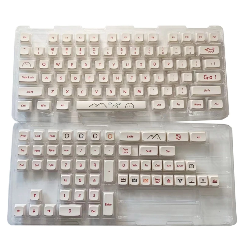 131 키 XDA PBT 키캡 염료 승화 그래피티 만화 키캡, 기계식 키보드 체리 Mx 스위치 미니멀리스트 키