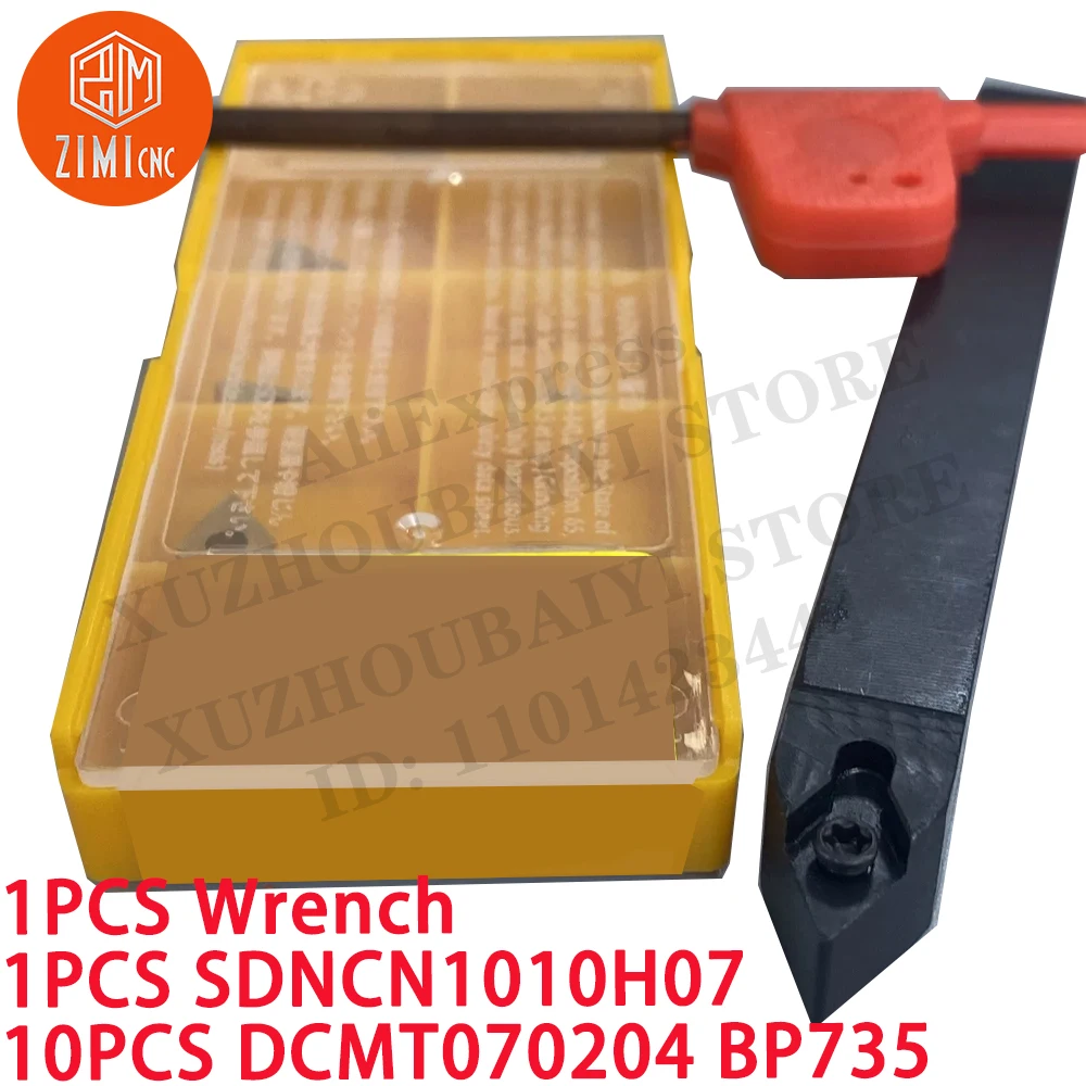 

1PCS SDNCN1010H07 10x100mm turning Tool Holder + 10PCS DCMT070204 BP735 Carbide Inserts CNC metal lathe mechanical cutting tools