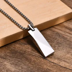 Rectangle Bar Pendants Necklaces for Men Stainless Steel Geometric Neckchain Minimalism Simplicity Collar Chain Jewelry for Him