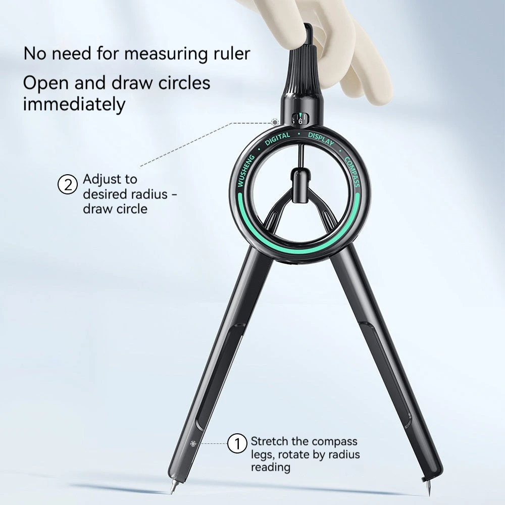 Digital Display Compass Professional Drawing Tool Press-type 0.5mm/2B Suitable for School Office Painting Engineering Drawing