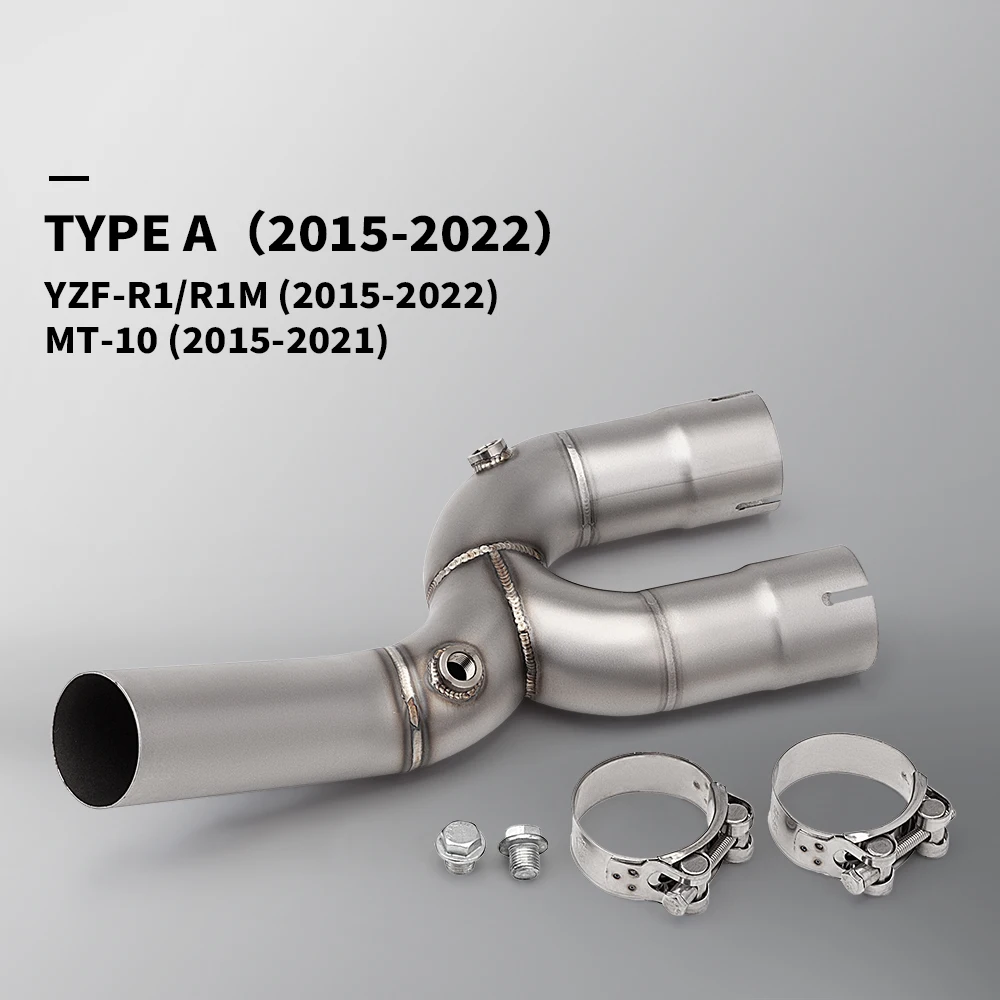 

Stainless Steel Motorcycle Mid Pipe Exhaust System Link Tube Replacement Fit For YZF-R1 R1M MT-10 2015-2022 Aftermarket Parts