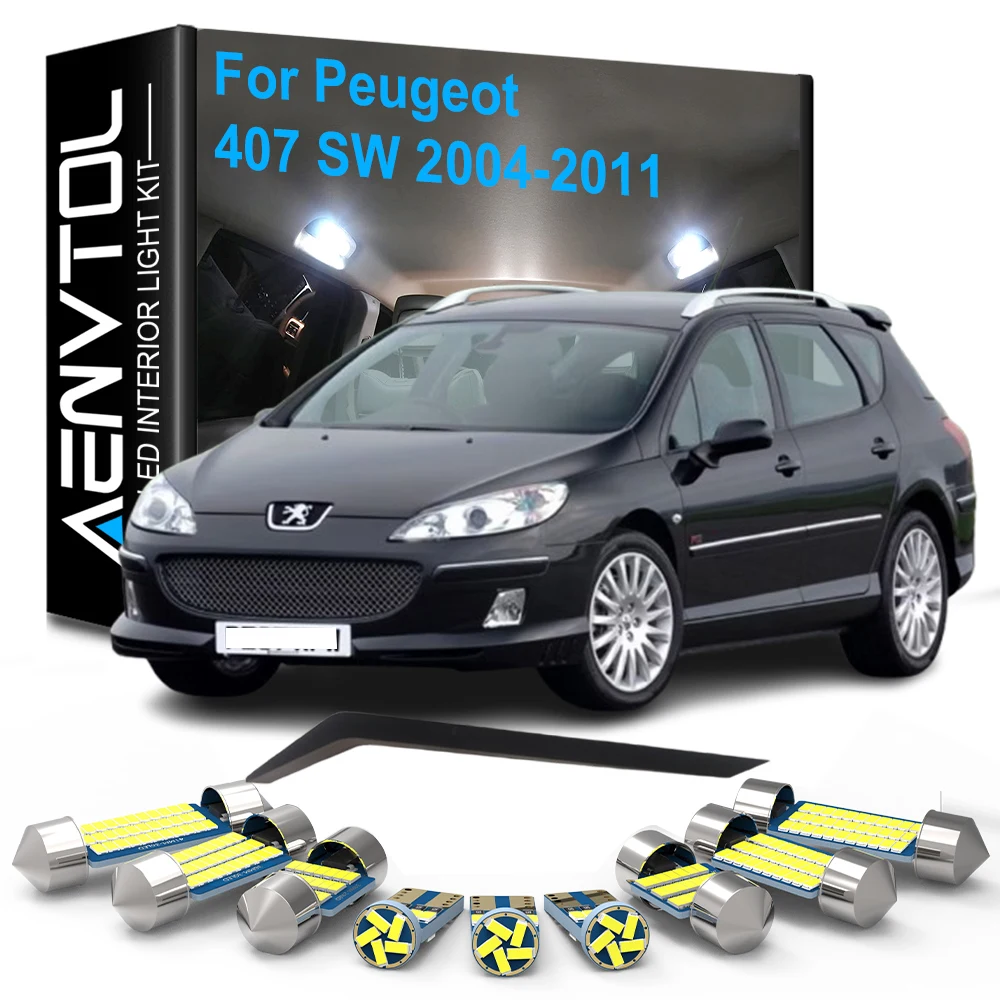22pcs Car LED Interior Lights Canbus For Peugeot 407 SW 2004-2011 Auto Dome Vanity Mirror Trunk Footwell Door License Plate Lamp