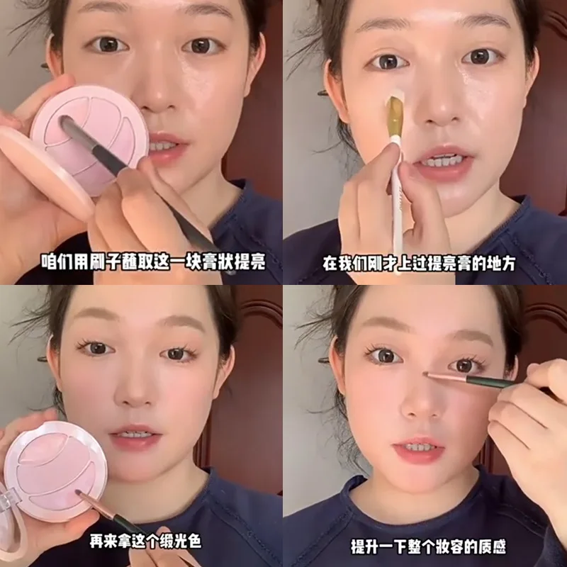 Dreifarbiges, mattes Highlighter-Puder, multifunktionale Konturenpalette, 3D-Aufhellung, wässriges Finish für Make-up