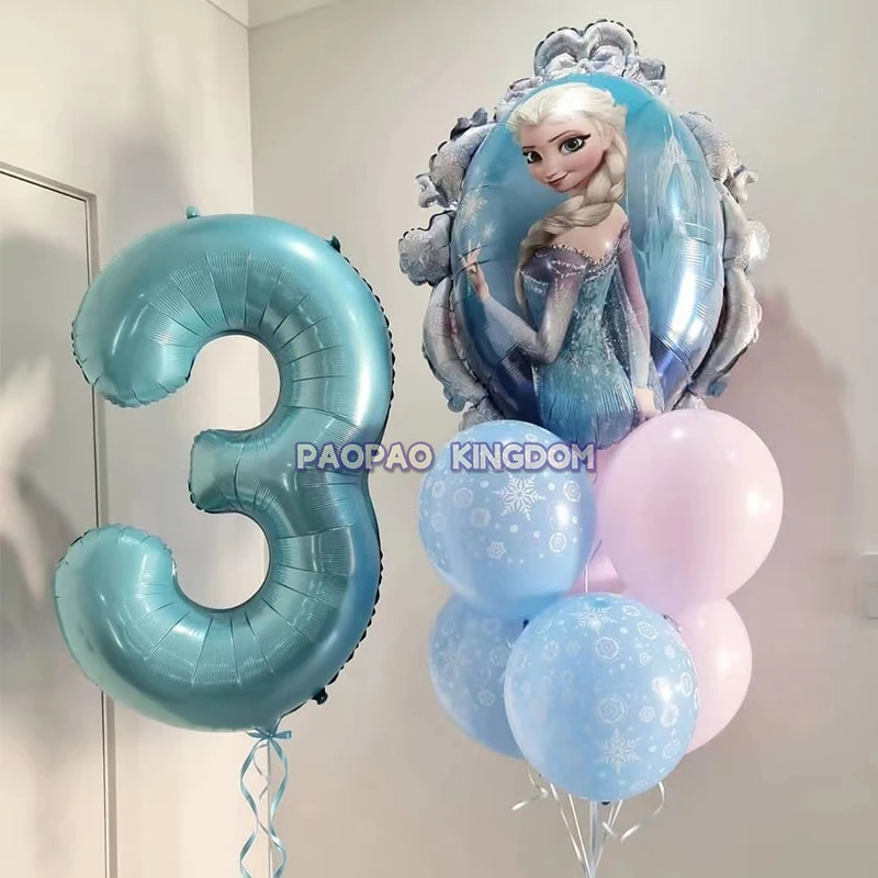 Frozen Birthday Party Decorations Kids Disney Elsa Anna Cartoon Snow Queen Princess Foil Balloons Air Inflatable Globos