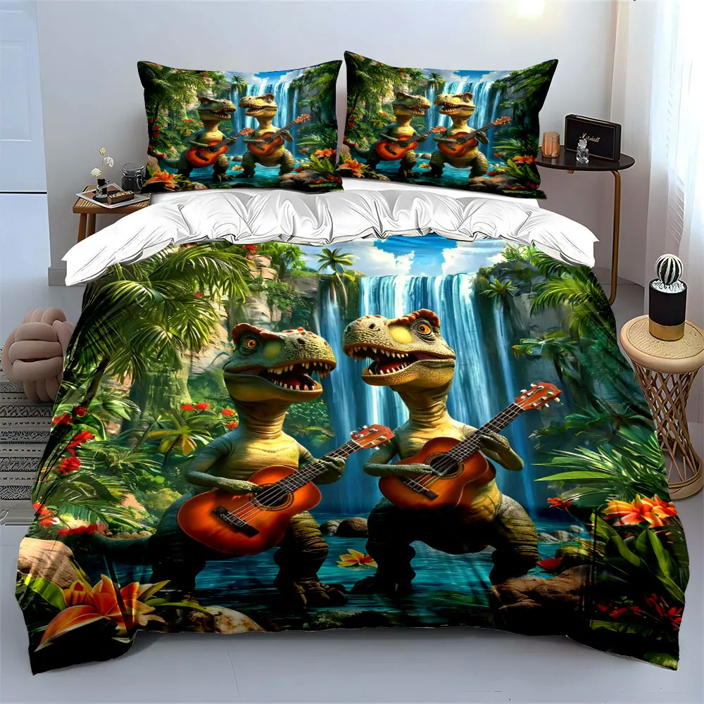 Dinosaur Guitar Set Decoration Multiple sizes kid's and adults' bedroom Exquisite 3PC bedding set, gift
