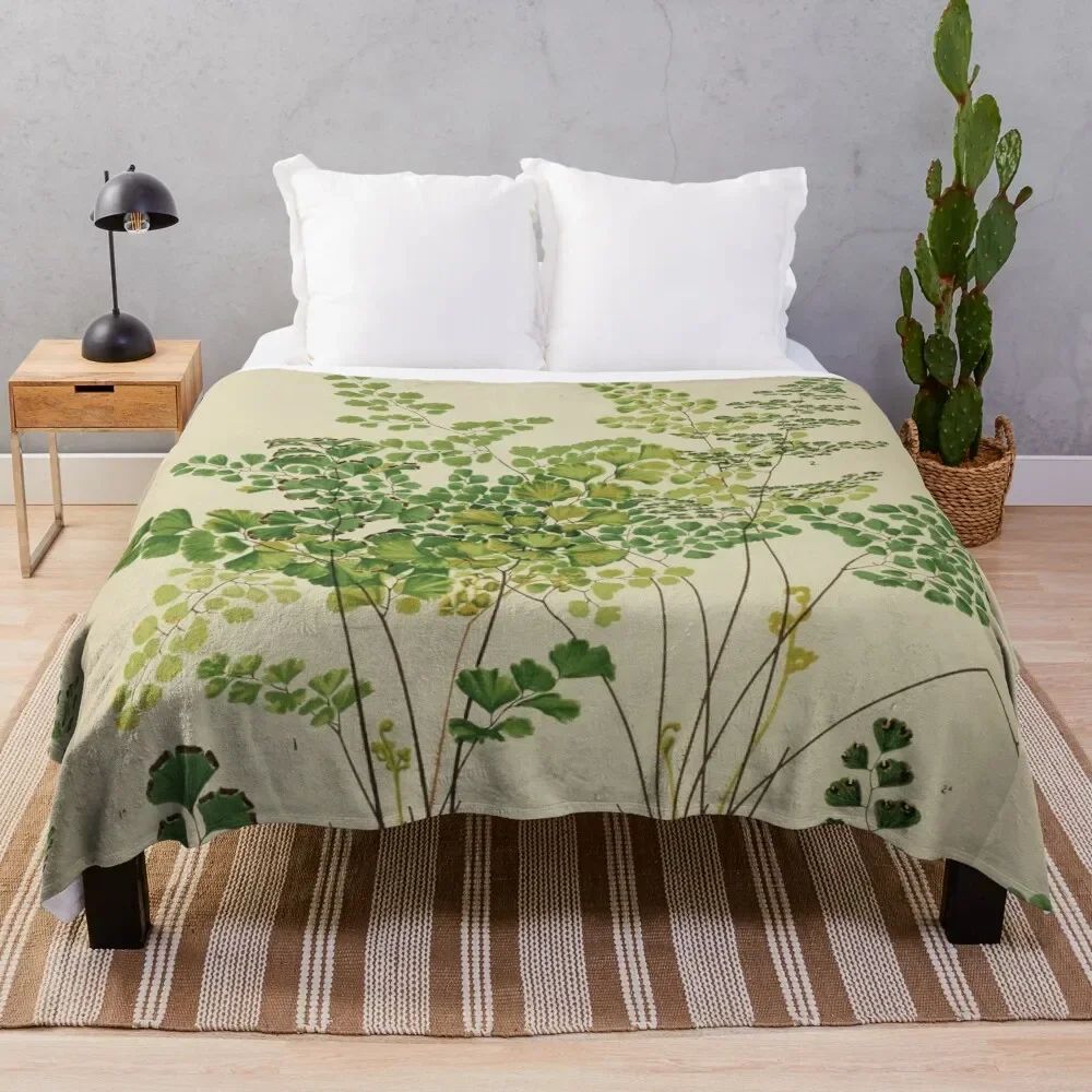 Maidenhair Ferns Throw Blanket manga Decoratives Hairys Blankets