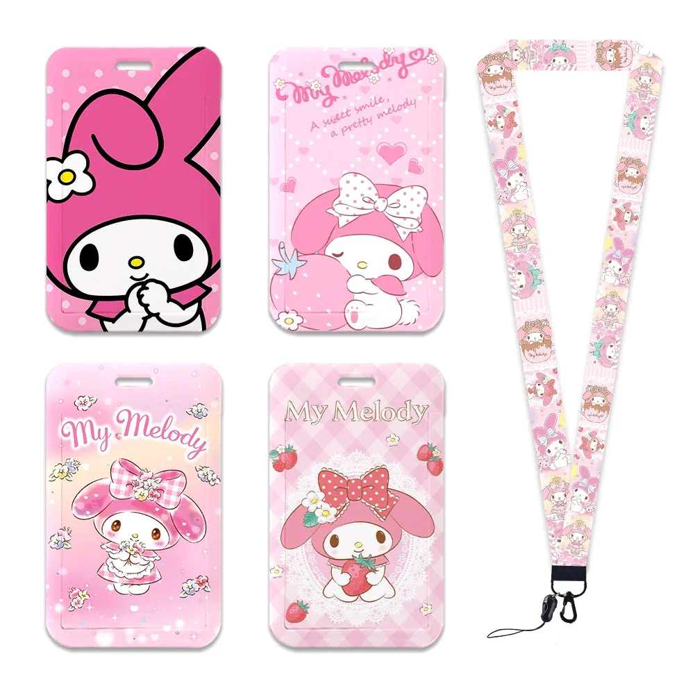 My Melody Sanrio Neck Strap Personalized Polyester Stationery ID Card Holder Lanyard Keychain ID Badge Holder