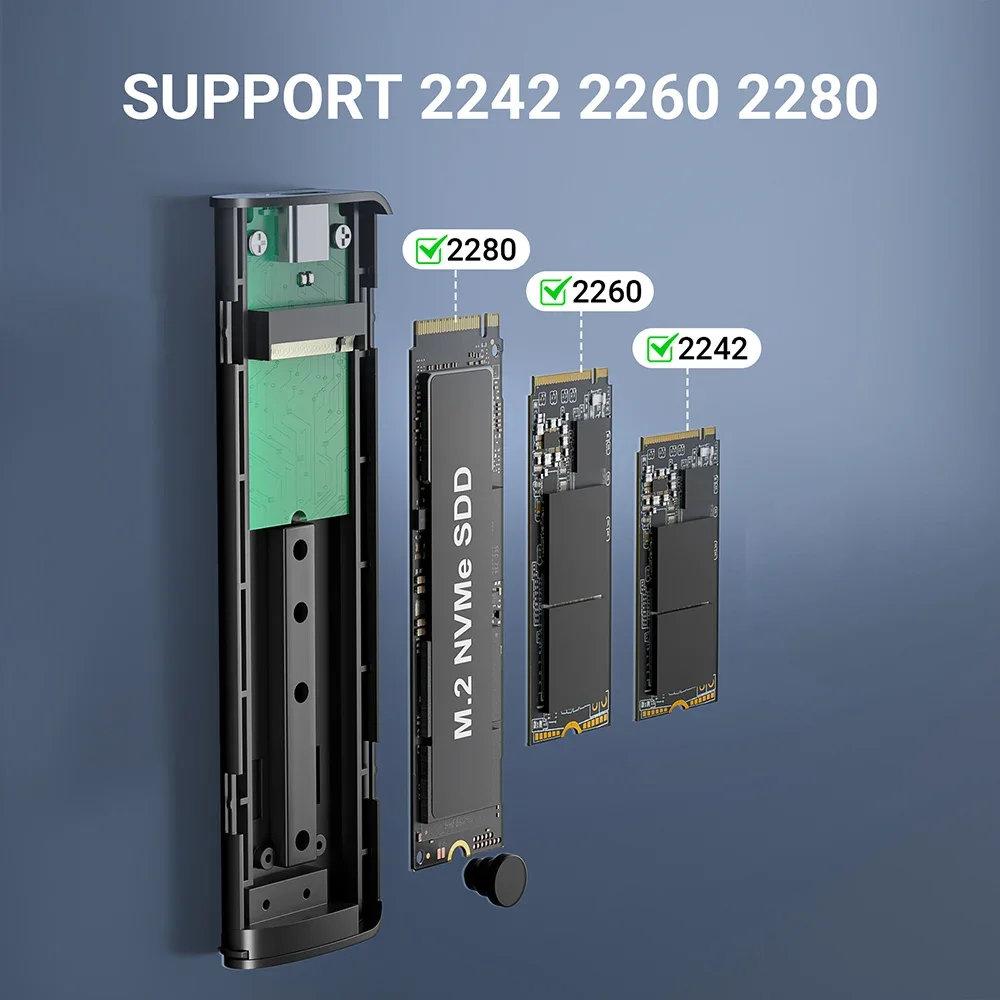 Obudowa ACASIS M.2 NVMe SATA SSD, adapter obudowy M2 SSD, obudowa zewnętrzna USB3.1 10 Gbps, obsługa NVMe/PCIe M-Key/B+M Key, maksymalnie 8 TB