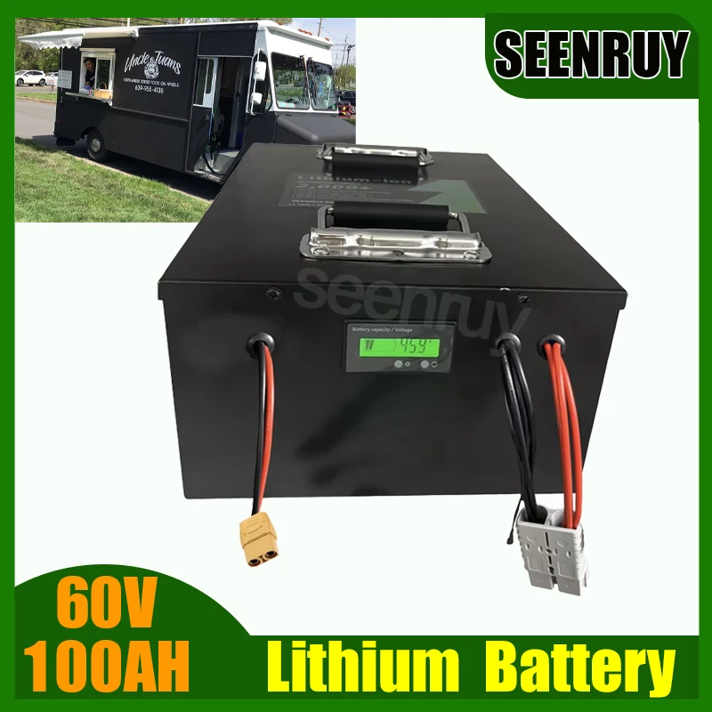

Литиевая батарея LI-ION 60V 100AH Anderson XT90 с BMS 100A 120A 150A 200A 250A 300A для тележки для гольфа, вилочного погрузчика, грузовика с едой