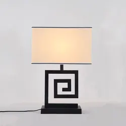 Retro Bedroom Bedside Table Lamp New Chinese Style Living Room Study Cloth Lamp European Style Hotel Iron Reading Lamp