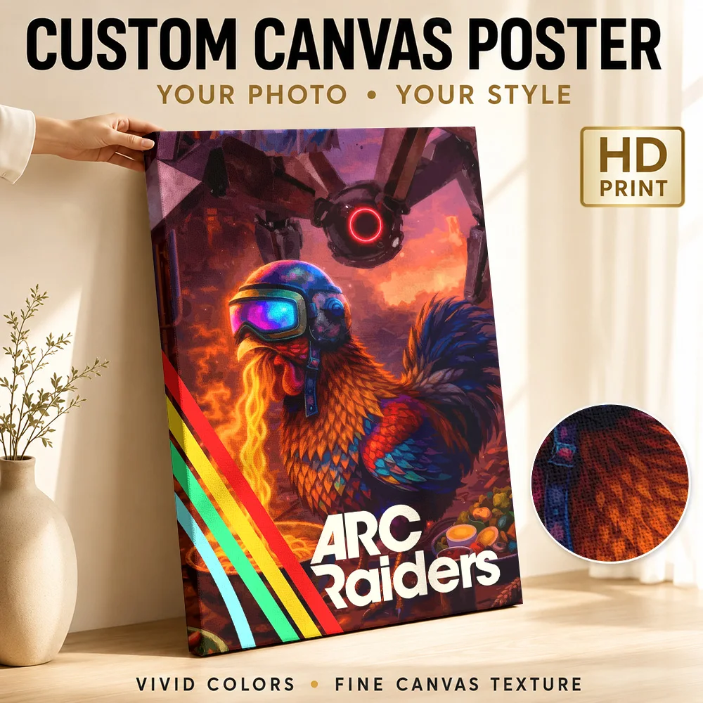 ARC Raiders Rooster with Goggles Canvas Painting Poster Personalized Photo Gaming Anime Wall Art for Game Room Dorm Decoration
